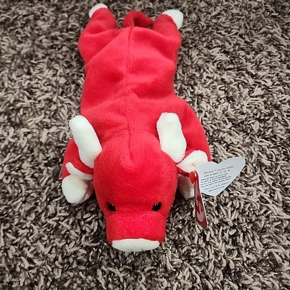 Ty Beanie Babby RARE WITH ERRORS Snort the Bull Plush Toy - 4002